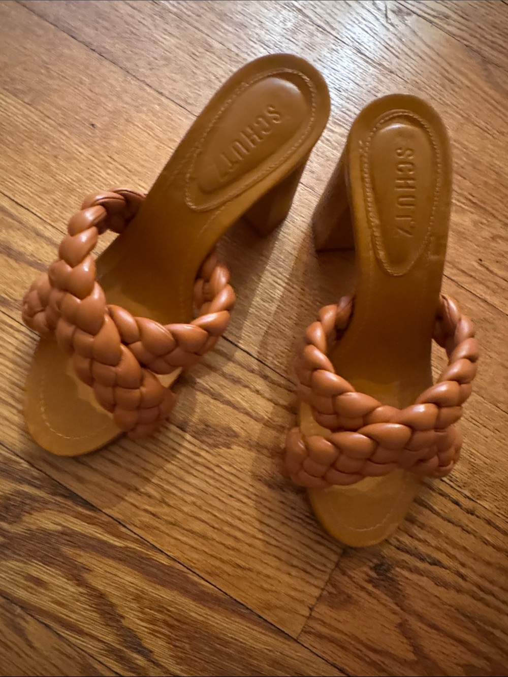 SCHUTZ Braided Mule Sandals - Cognac